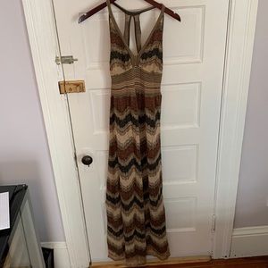 Missoni brown and black metallic knit dress